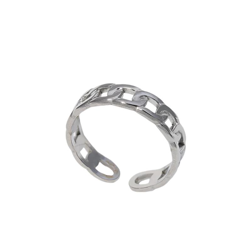 Women’s Expressive Chain Geometric Ring - Silver Stainless Steel