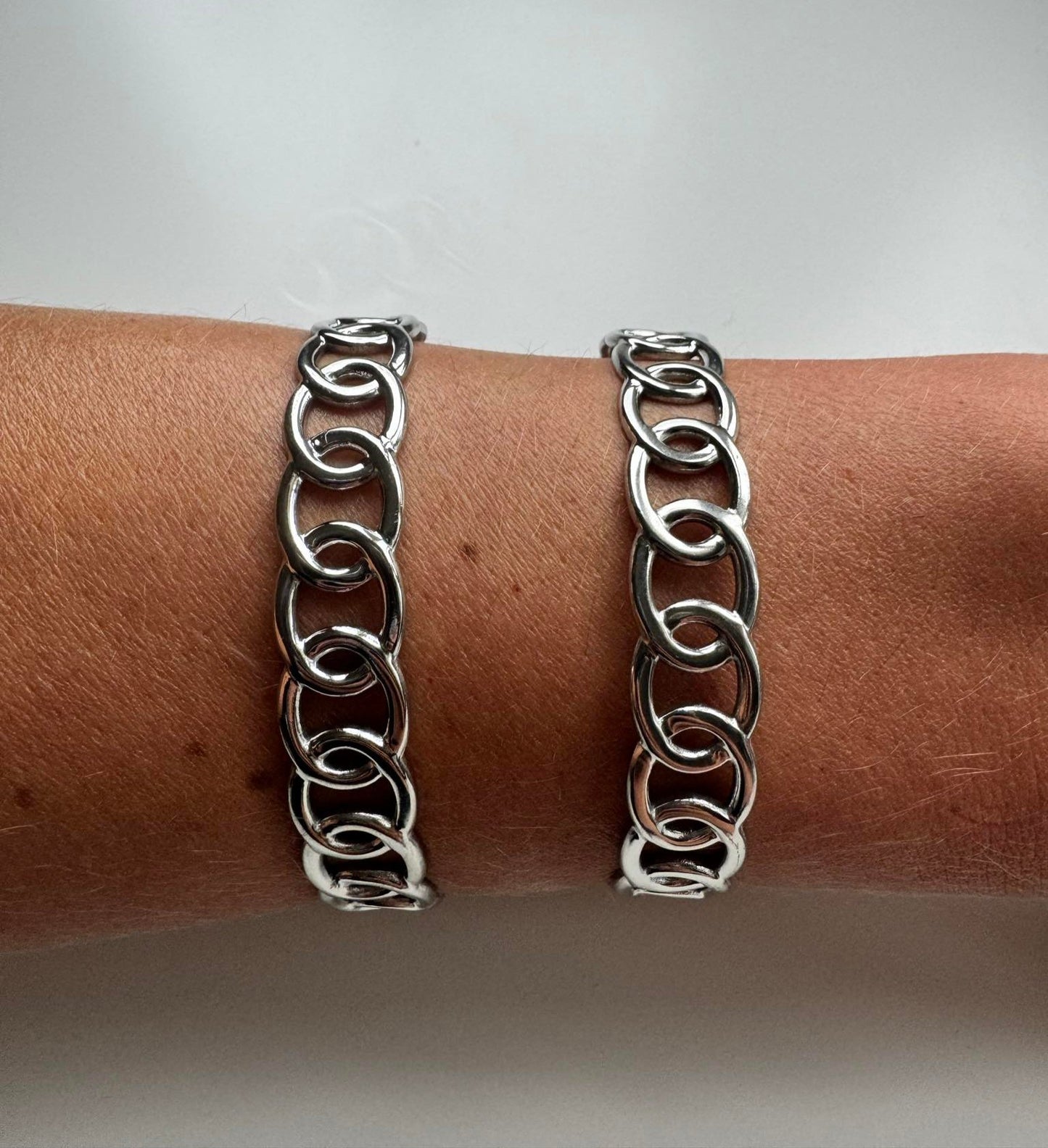 Silver Chain Bangles - Stainless Steel