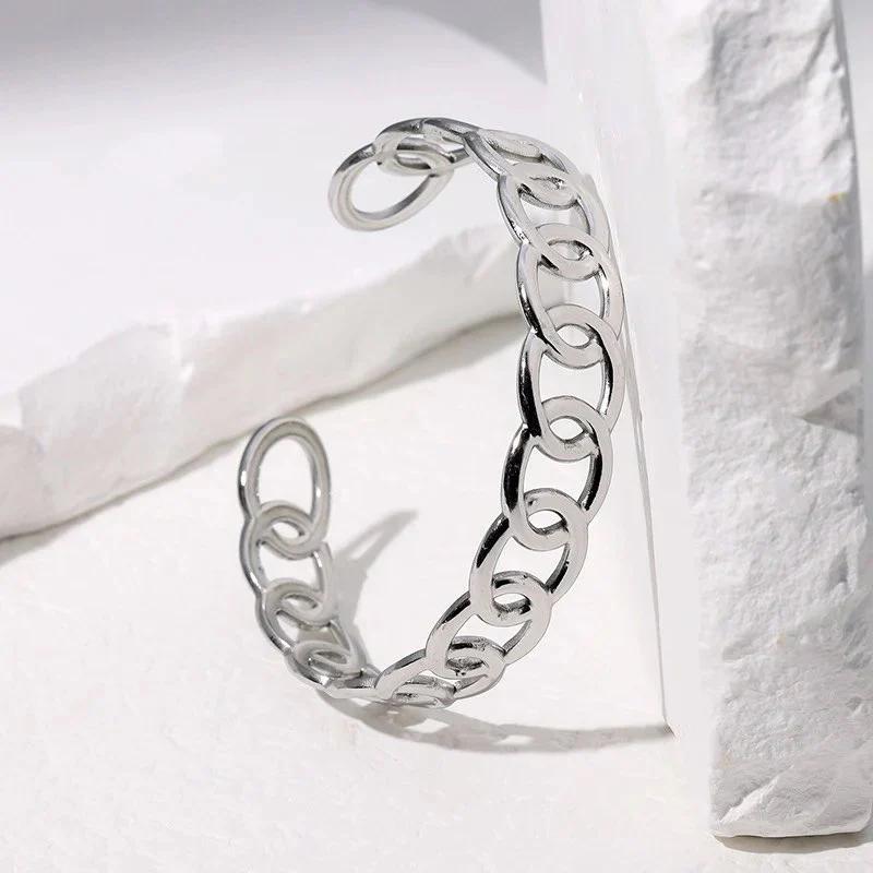 Silver Chain Bangles - Stainless Steel