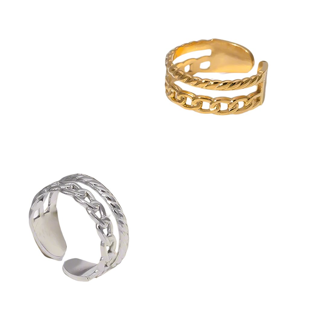 Elegant Women’s Chain Ring - Golden Stainless Steel