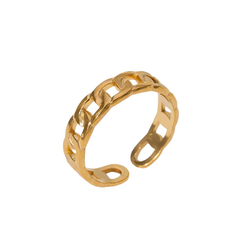 Women’s Expressive Chain Geometric Ring - Golden Stainless Steel