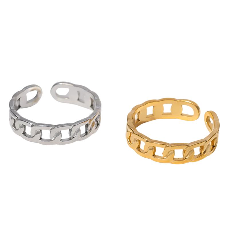 Women’s Expressive Chain Geometric Ring - Silver Stainless Steel