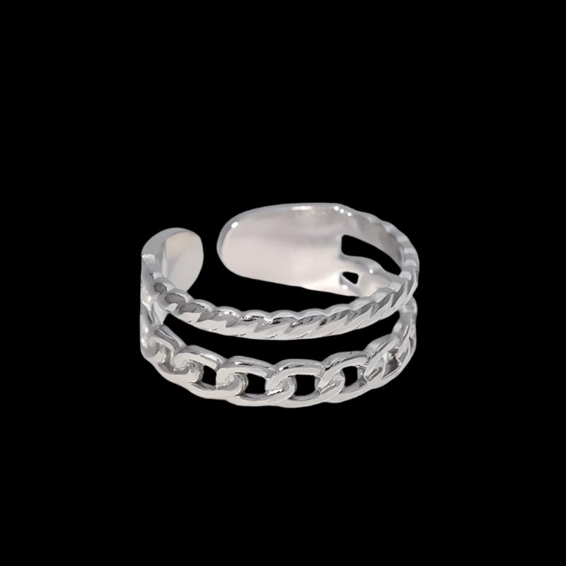 Elegant Women’s Chain Ring - Silver Stainless Steel