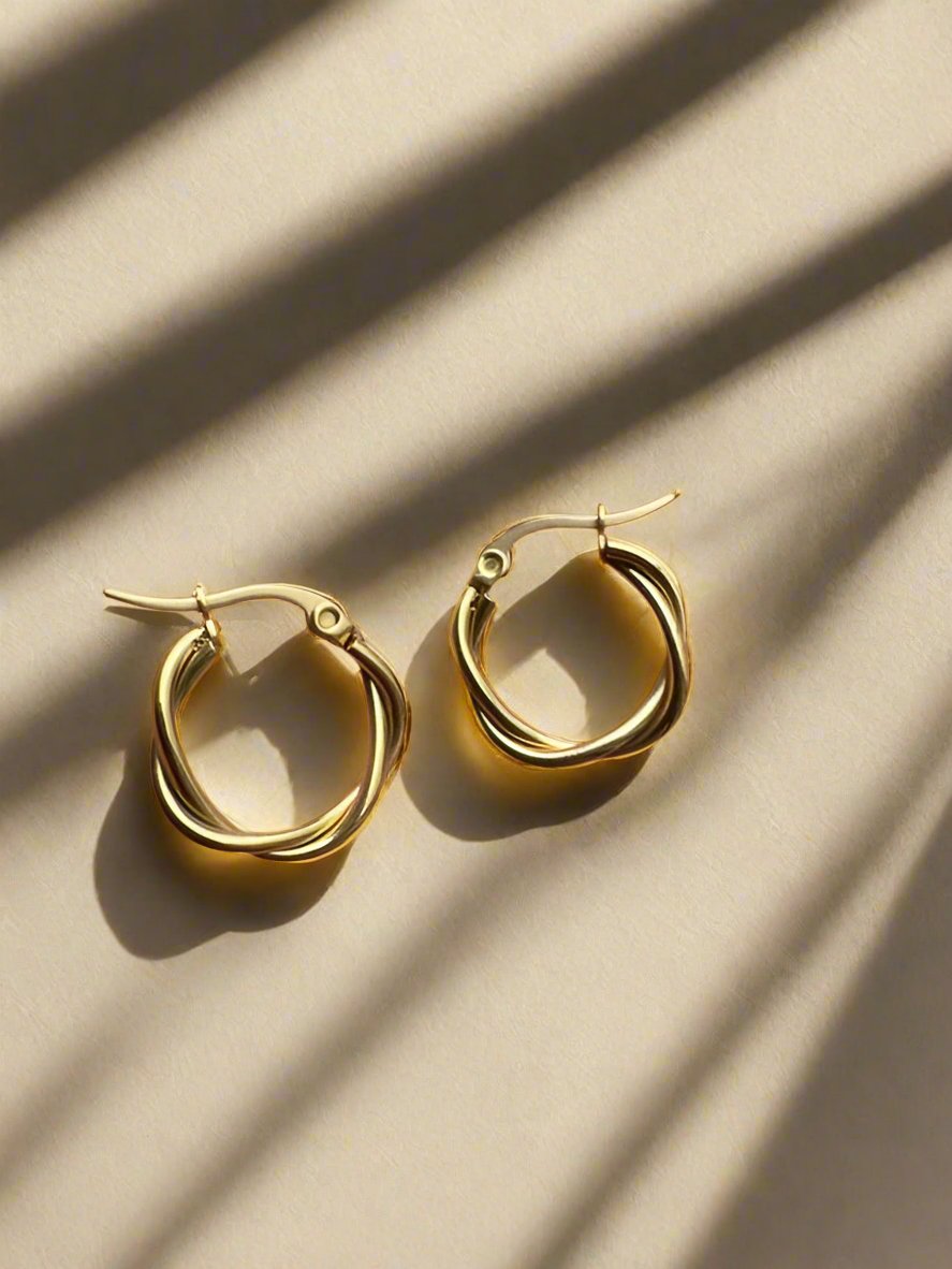 1 pair Simple Style C Shape 18k Gold Plated Hoop Earrings Ear Studs