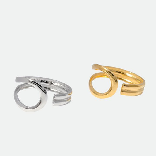 Women’s Silver Minimalist Stripe Geometric Rings - Stainless Steel