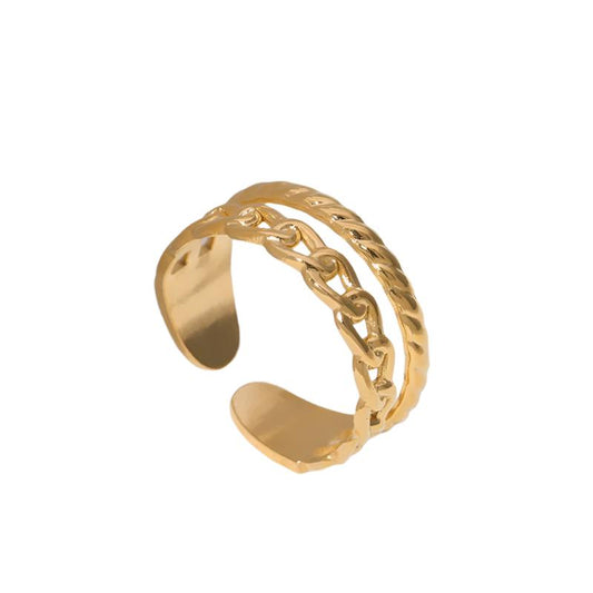 Elegant Women’s Chain Ring - Golden Stainless Steel